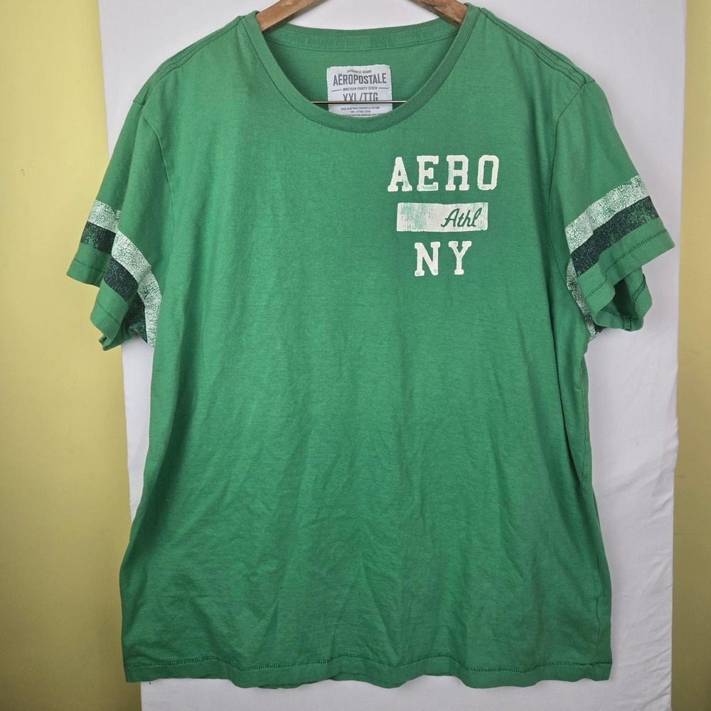 Aeropostale green graphic tee with white AERO NY accents Size XX. flaws